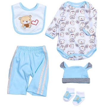 Reborn Baby Dolls Clothes Boy 18 inch Light Blue Outfits Sets for 17-19 inch Reborn Doll Newborn
