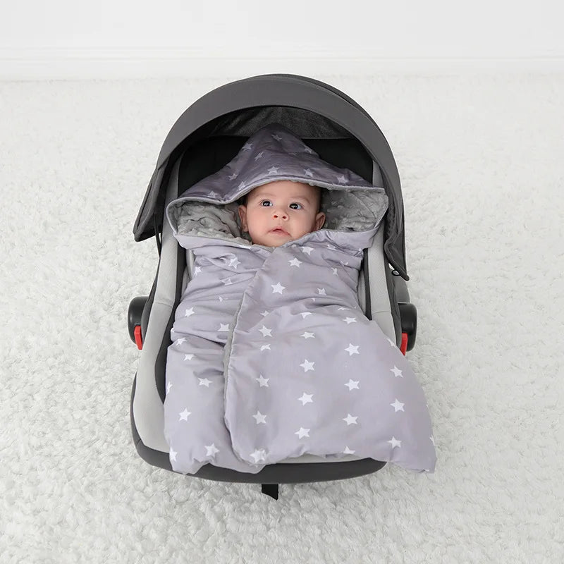 Newborn Baby Blanket 0-3Months Sleeping On Basket Stroller Car Seats Outside Travel Portable Windproof Warm Swaddle Wrap Hooded