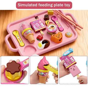 NEW Food Feeding Pudding Feeding Ice Cream Toy Set Early Education Fun Food Platter Role Play Children Girl Play House Toys Gift