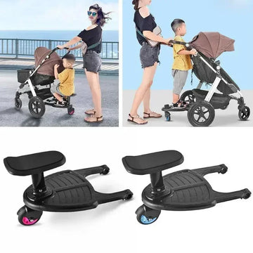 Baby Stroller with Ride-on Board Stroller Pedal Adapter Stroller Attachment with Removable Seat and Standing Platform