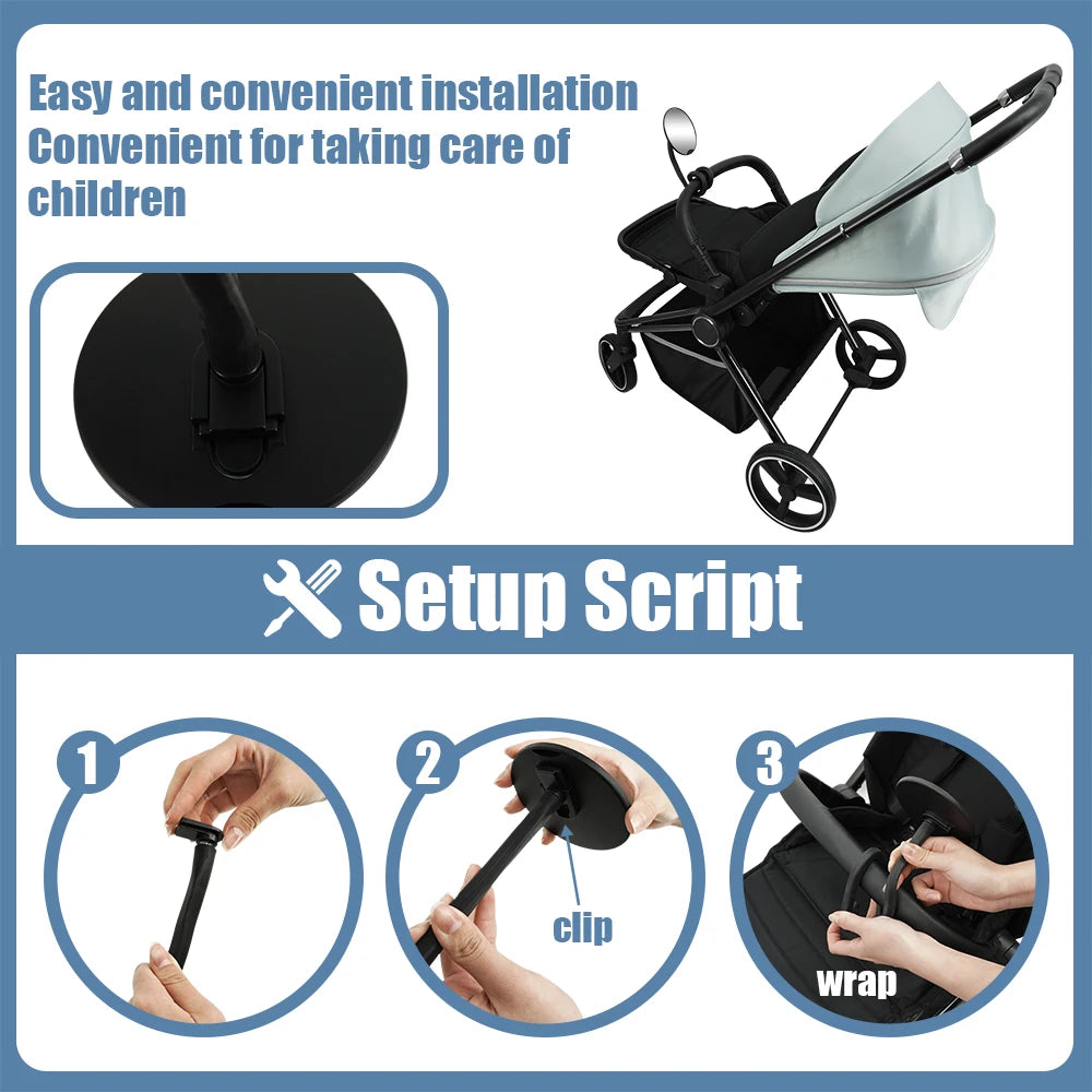 1PC Stroller Mirror - Adjustable 360° Crash Tested And Shatterproof Stroller Mirror with silicone leg- See Baby's Face on Walks.