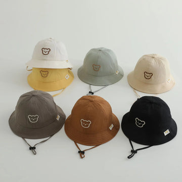 Cute Bear Baby Bucket Hats Korean Boy Girl Summer Uv Protection Fisherman Caps Kids Outdoor Sunshade Panama Basin Caps