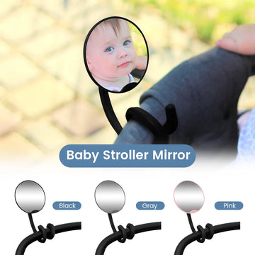 1PC Stroller Mirror - Adjustable 360° Crash Tested And Shatterproof Stroller Mirror with silicone leg- See Baby's Face on Walks.